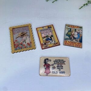 Four Vintage Refrigerator Magnets Mary Engelbreit Sayings Old Nag Horse Humor